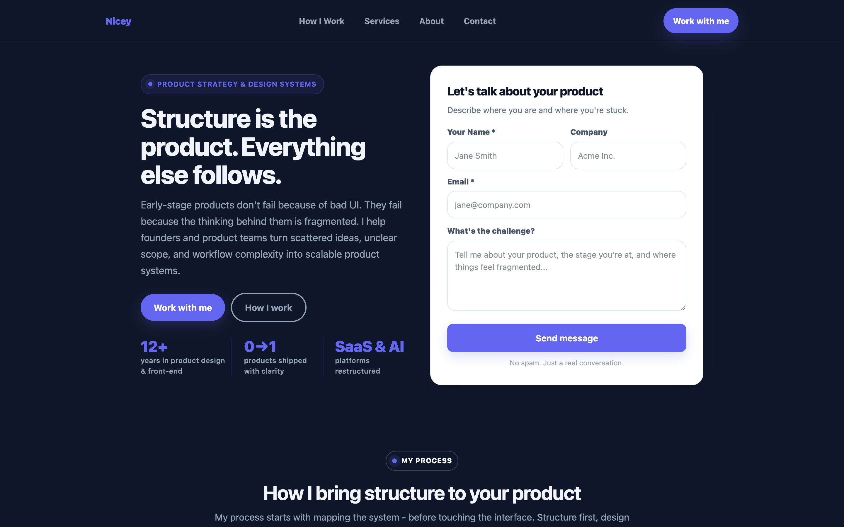 Product designer UI/UX landing page example