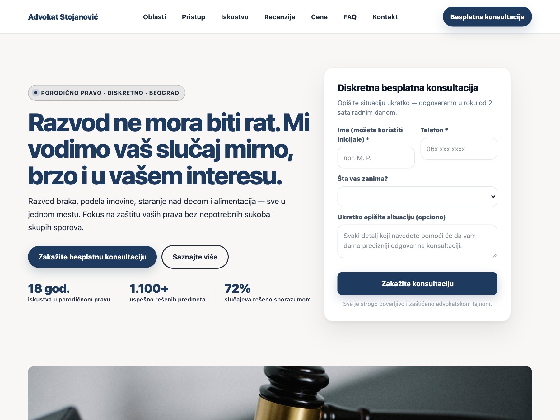 Advokat za Razvod landing page