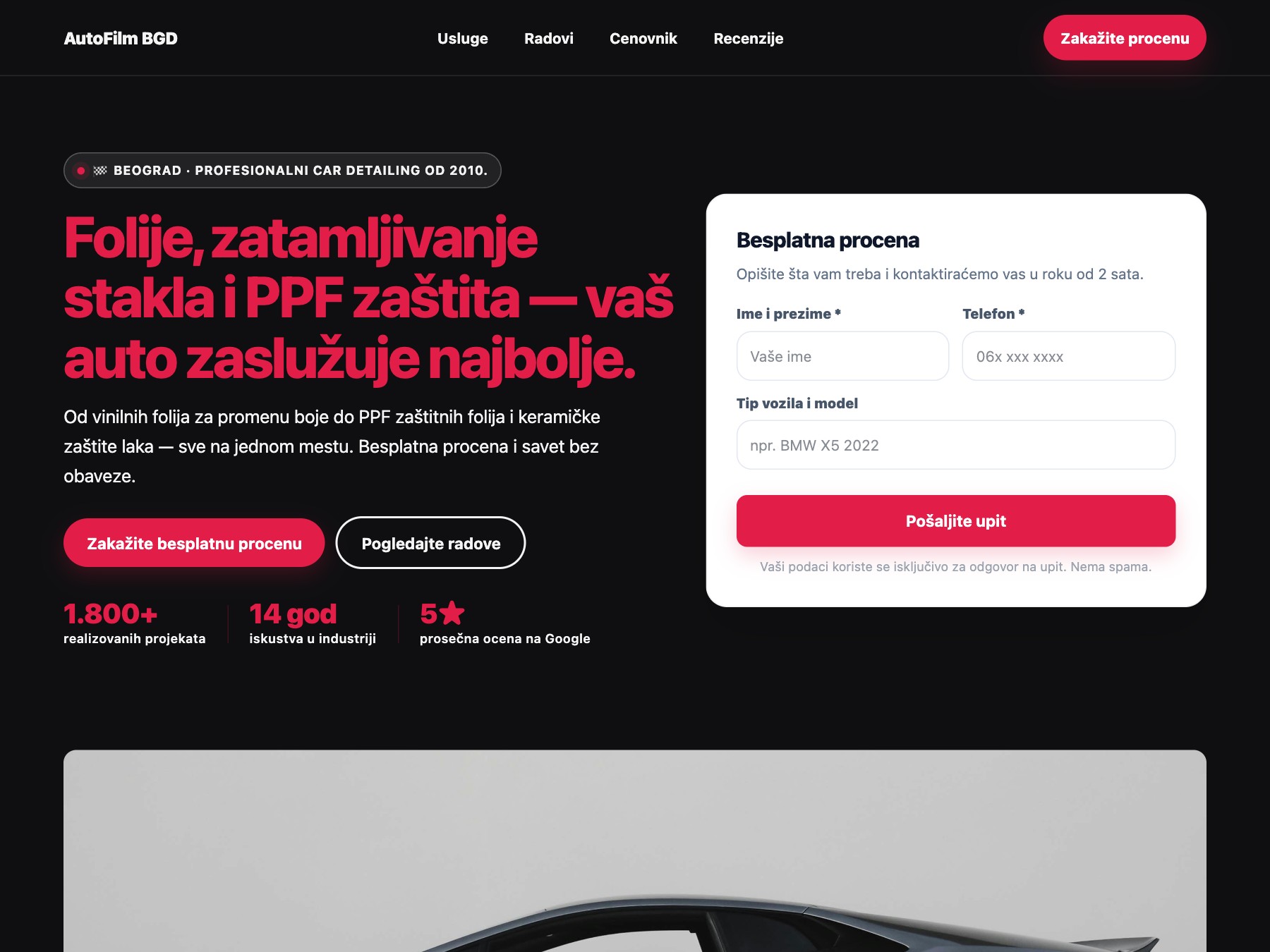 Car Detailing i Folije landing page