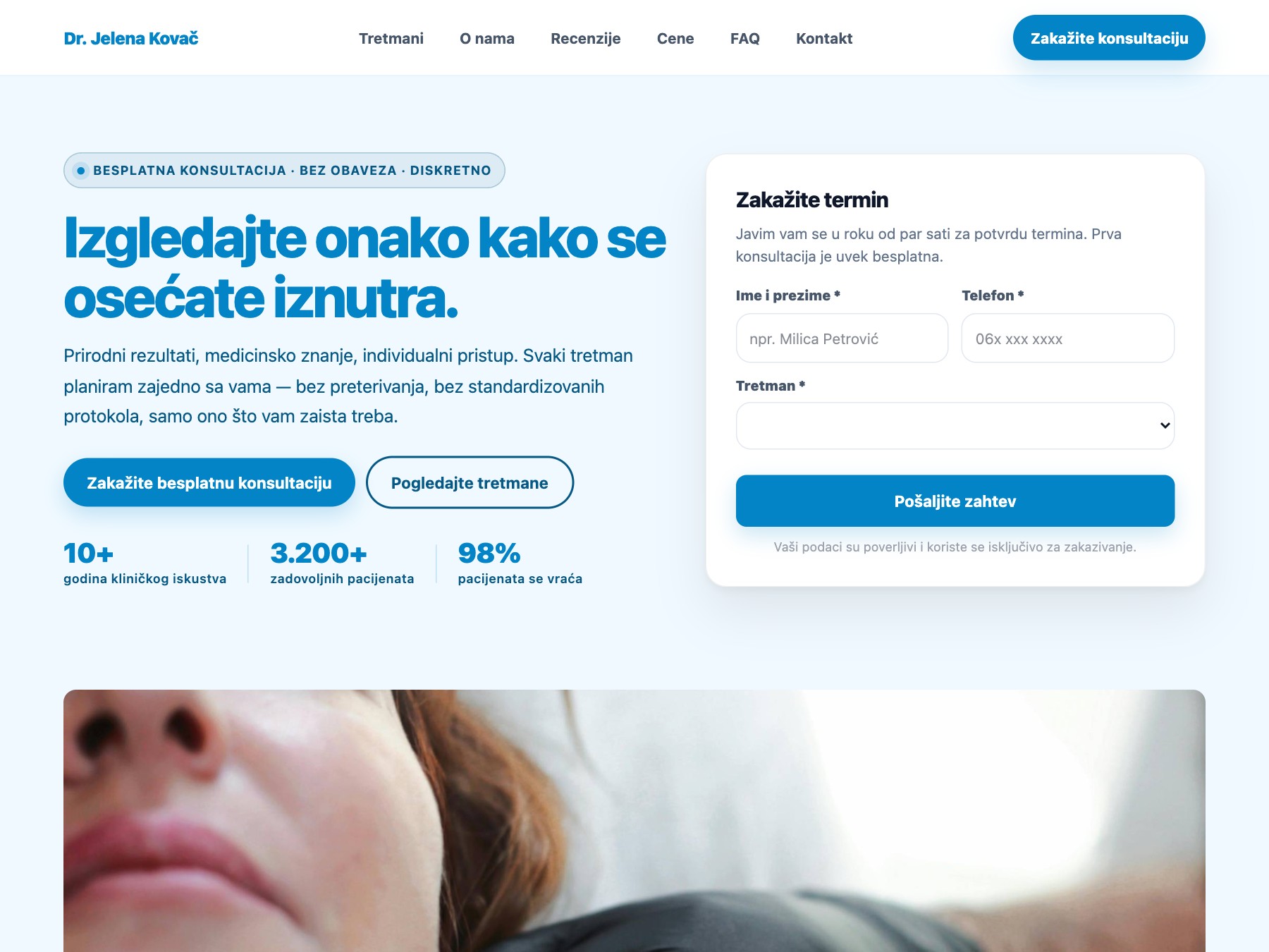 Estetska Medicina landing page